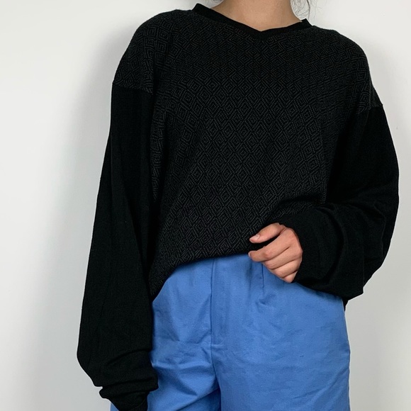 Claiborne Black Diamond V-Neck Grandpa Sweater - Picture 3 of 10